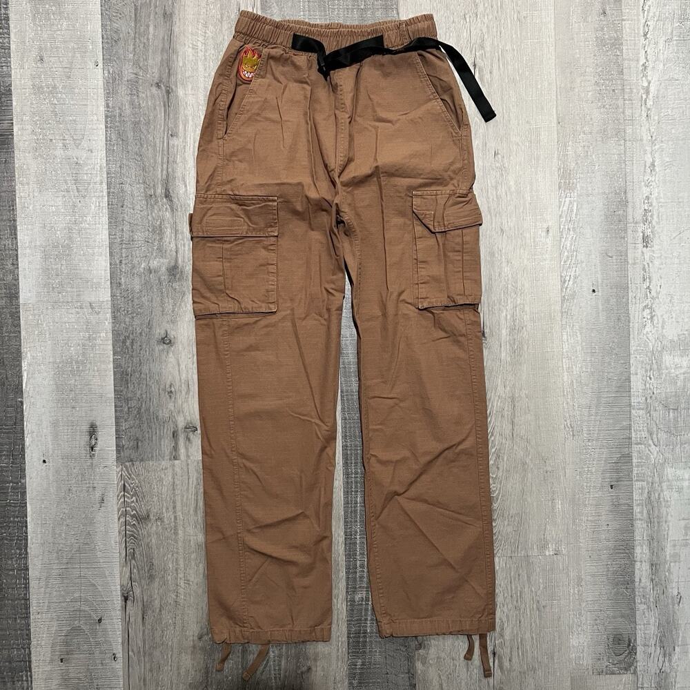 Spitfire Mens Cargo Pants Size XS Brown Bighead Logo Skater Belted Cotton